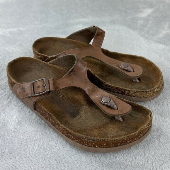 Birkenstock Gizeh Thong Sandals Brown Leather Women’s Size 41 EU - Picture 1 of 12